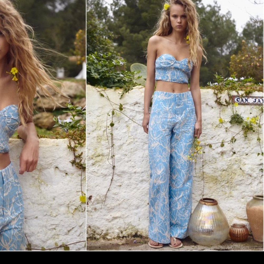 Full length printed Linen pants